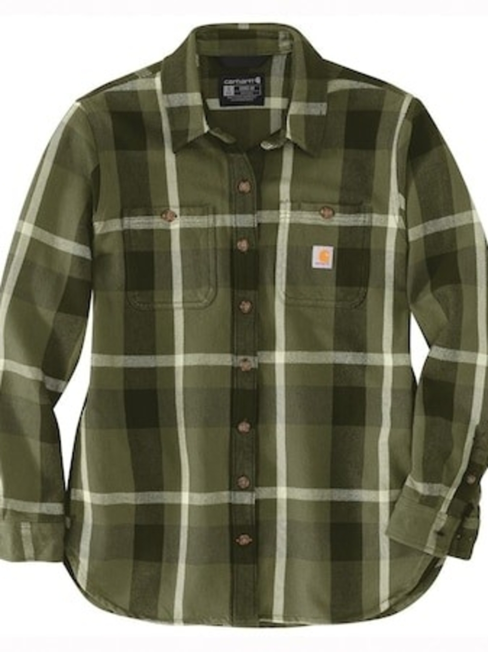 Carhartt Women's Green Plaid Loose Fit Heavyweight Twill Flannel Shirt Jac